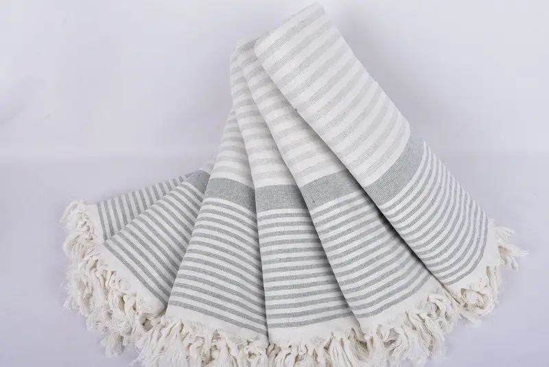 Eco-Friendly Turkish Towel, Cotton towel, Custom Wedding Gift, Lightweight Turkish towel, Boyfriend Christmas Gift, 68x40 Cotton Striped Terry Towel - 4