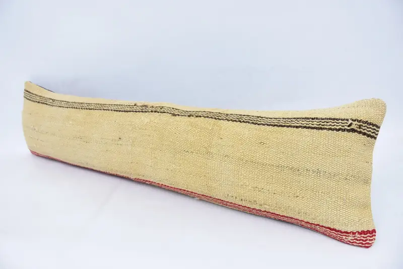 Vintage Kilim Pillow, Gift Pillow, 12x48 Beige Pillow, Comfy Throw Pillow Sham, Bolster Throw Cushion Cover, Handmade Kilim Cushion, Pillow Sham - 4