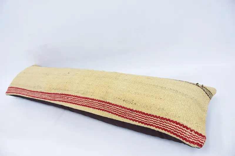 Vintage Kilim Pillow, Gift Pillow, 12x48 Beige Pillow, Comfy Throw Pillow Sham, Bolster Throw Cushion Cover, Handmade Kilim Cushion, Pillow Sham - 5
