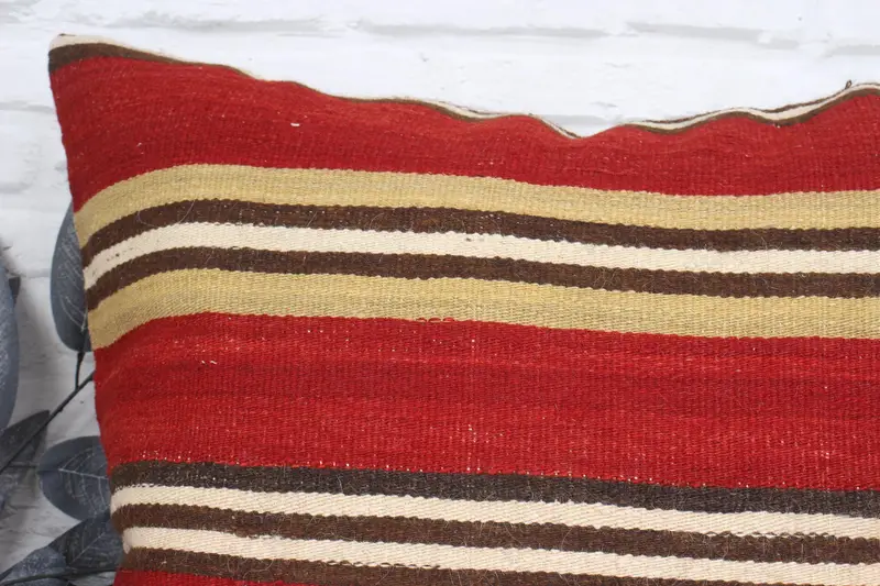 Turkish Pillow, Boho Pillow, Kilim Pillow Cover, Pillow, Traditional Cushion Case, Farmhouse Pillow Case, 24x24 Red Pillow Case - 2