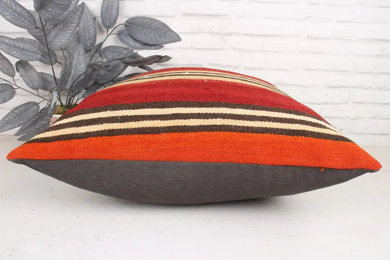 Turkish Pillow, Boho Pillow, Kilim Pillow Cover, Pillow, Traditional Cushion Case, Farmhouse Pillow Case, 24x24 Red Pillow Case - 5