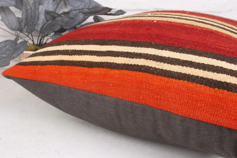 Turkish Pillow, Boho Pillow, Kilim Pillow Cover, Pillow, Traditional Cushion Case, Farmhouse Pillow Case, 24x24 Red Pillow Case - 7