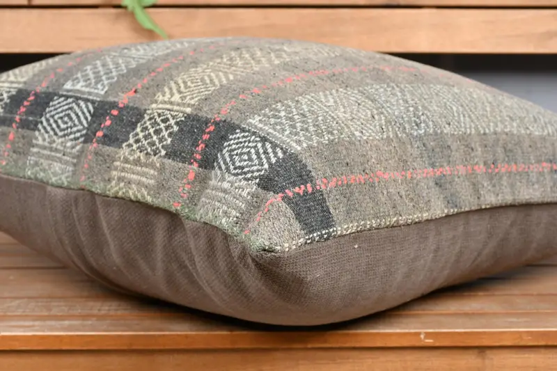 Turkish Kilim Pillow, Pillow Case, 24x24 Yellow Pillow Sham, Toss Pillow Case, Turkish Pillow, Cotton Cushion Cover, Handmade Kilim Cushion - 4