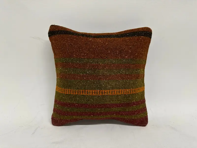 Cushion, 12x12 Green Pillow Sham, Turkish Kilim Pillow, Throw Kilim Pillow, Vintage Kilim Throw Pillow, Traditional Pillow Case - 1