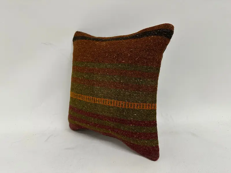 Cushion, 12x12 Green Pillow Sham, Turkish Kilim Pillow, Throw Kilim Pillow, Vintage Kilim Throw Pillow, Traditional Pillow Case - 4