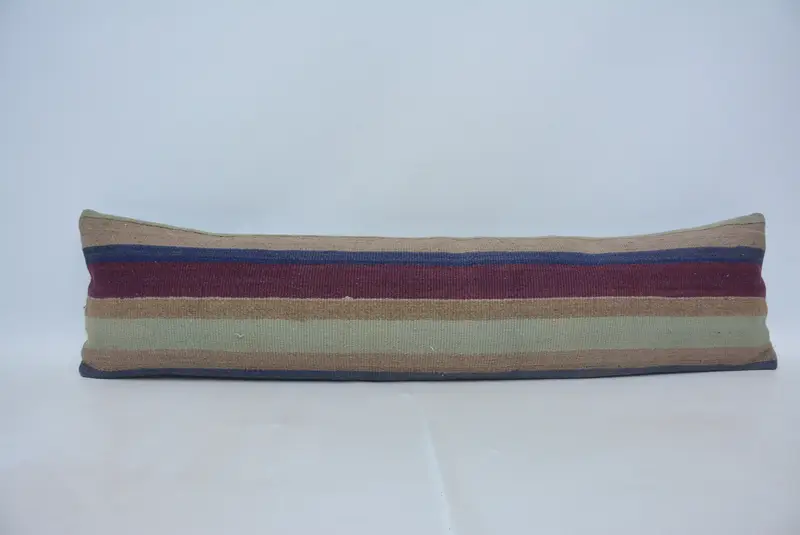 Purple & Bronze Striped Cushion, 12x48 Handmade Throw Pillow