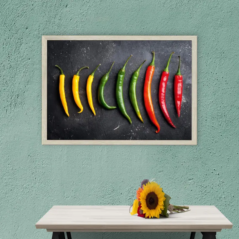 エレガントなプリントガラス: コショウ、キッチン、ダイニングルームのためのモダンなデザイン