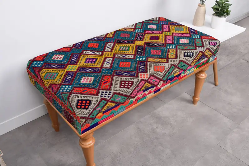 Mavi ve Kahverengi Yün Bank, Depolamalı, Katlanabilir Bank