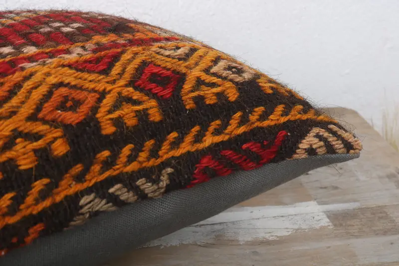 Cushion, Seat Cushion Cover, Turkish Pillow, Antique Pillows, Bolster Pillow Sham, Kilim Pillow, Christmas Cushion, 12x24 Red Cushion - 6