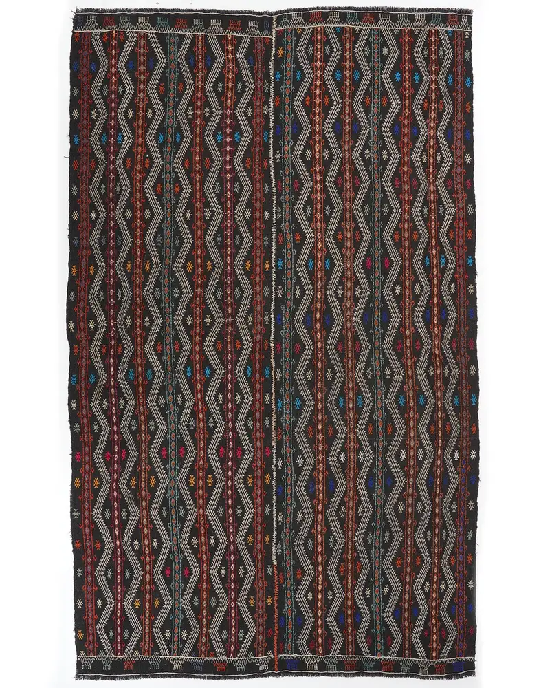 Siyah Gökkuşağı Halı, 6,8x11,4 ft Şık Modern Dekor