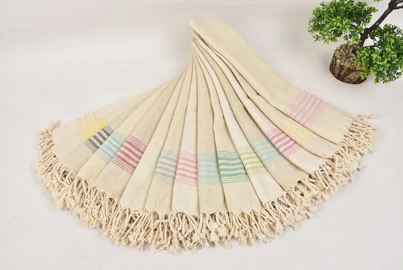 Travel Towel, Small Bath Towels, Kitchen Towel, 36x18 Linen Striped Towel, Christmas Hand Towel, Xmas Gifts, Turkish Hand Towel, Bachelorette Towel - 4