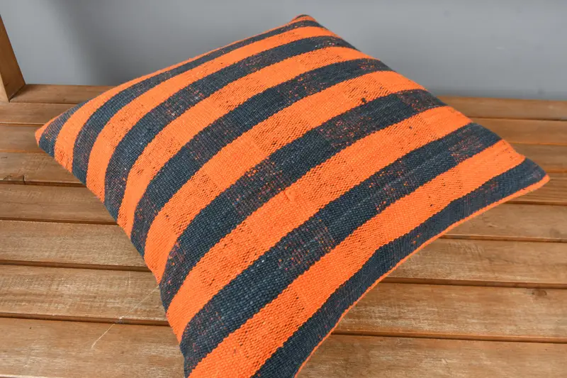 16x16 Orange Pillow Case, Patio Cushion Case, Office Chair Cushion Cover, Pillow, Pillow for Couch, Vintage Kilim Pillow, Pillow for Sofa - 2