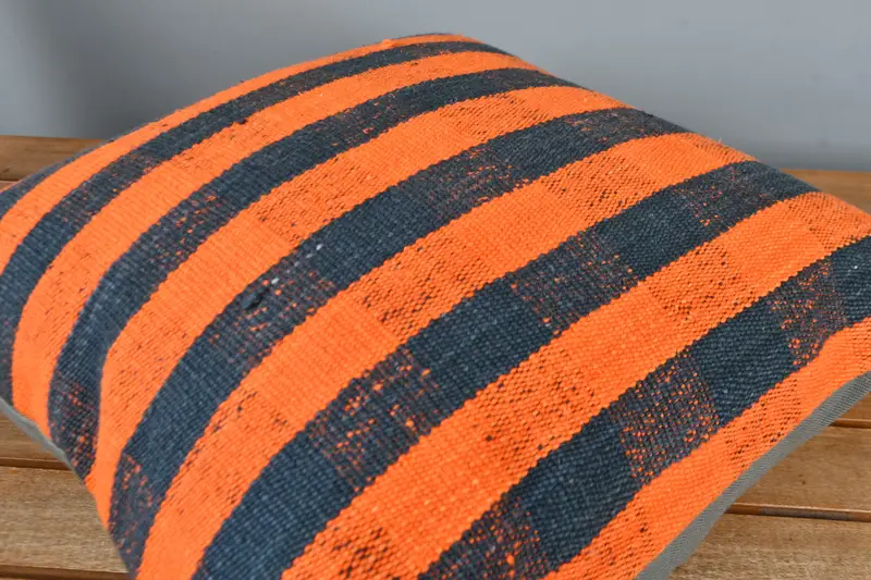 16x16 Orange Pillow Case, Patio Cushion Case, Office Chair Cushion Cover, Pillow, Pillow for Couch, Vintage Kilim Pillow, Pillow for Sofa - 4