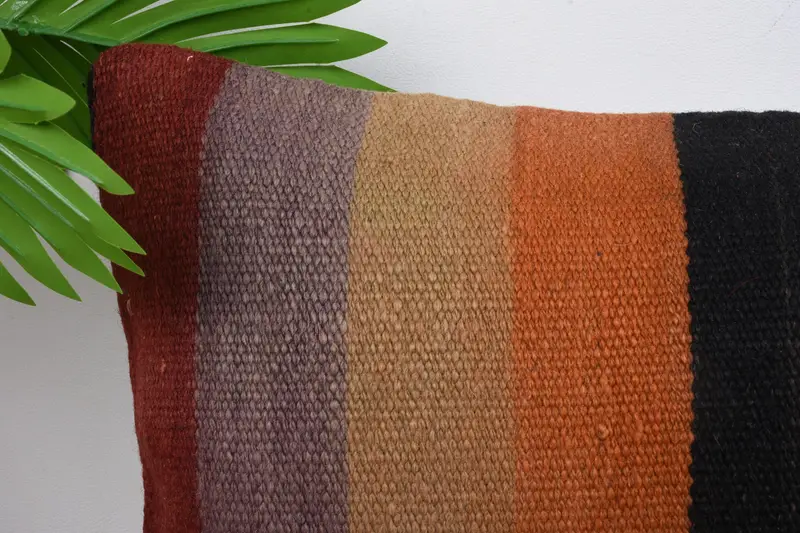 Ethnic Pillow Cover Cushion, Antique Pillows, Pillow for Couch, Throw Kilim Pillow, Cushion Case, Sofa Pillow Sham, 12x24 Orange Cushion Case - 2