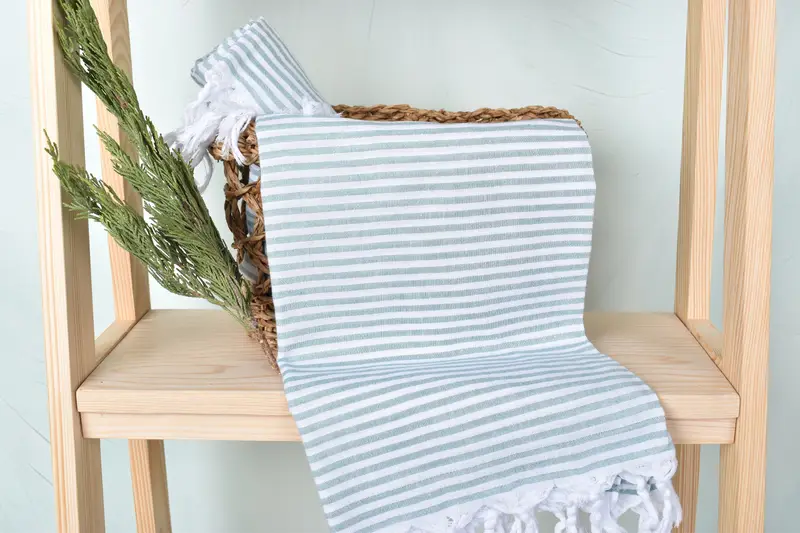 Monogram Turkish Towel, Handmade Gift, Peshtemal Towel, 68x36 Cotton Striped Towel, Embroidery Towel, Monogram Beach Towel, Turkish Towel Set - 4