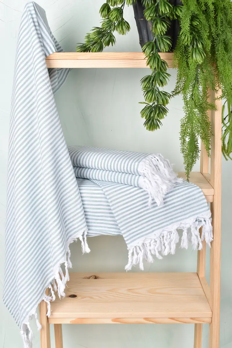 Monogram Turkish Towel, Handmade Gift, Peshtemal Towel, 68x36 Cotton Striped Towel, Embroidery Towel, Monogram Beach Towel, Turkish Towel Set - 6