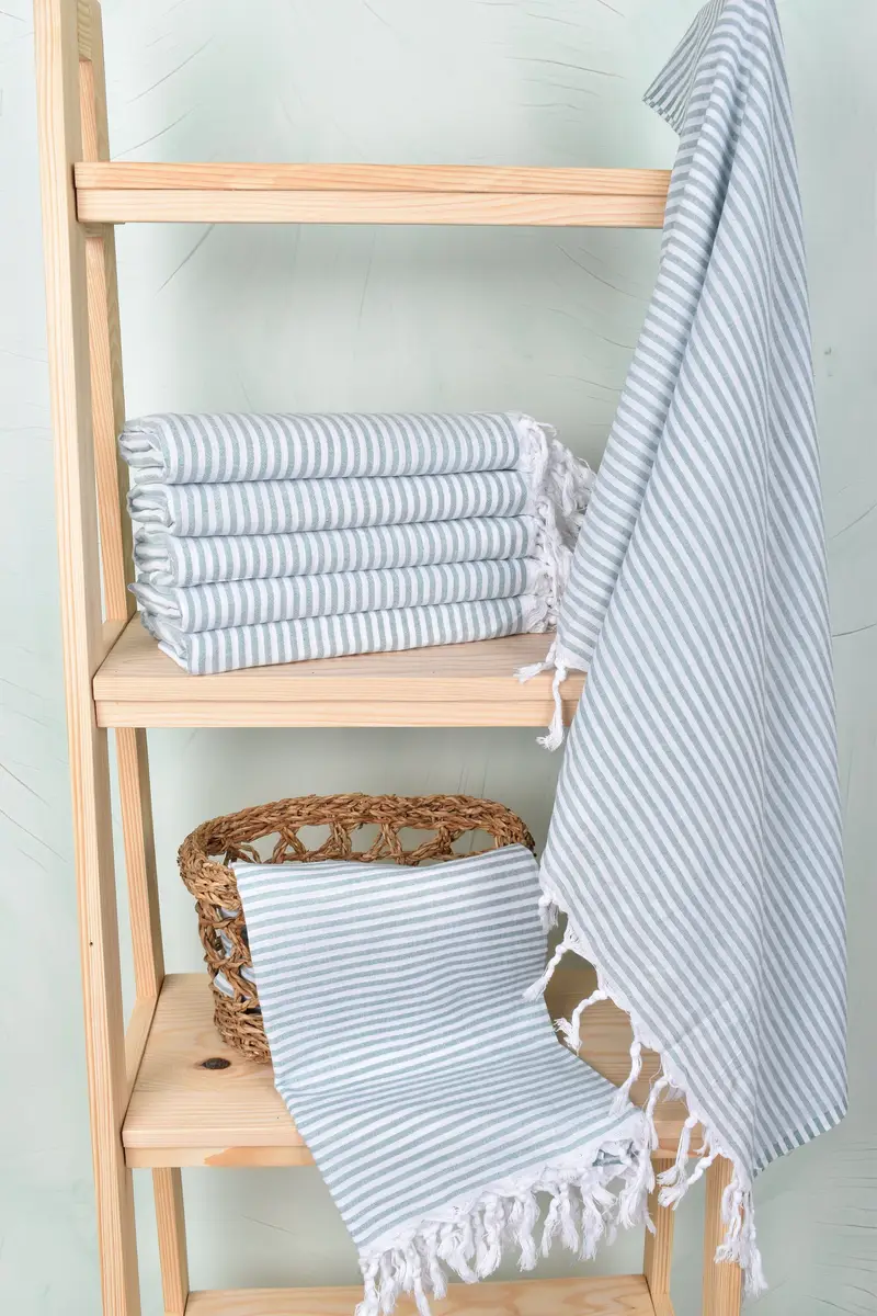 Monogram Turkish Towel, Handmade Gift, Peshtemal Towel, 68x36 Cotton Striped Towel, Embroidery Towel, Monogram Beach Towel, Turkish Towel Set - 3