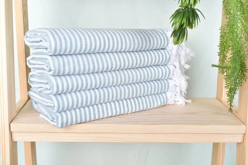 Monogram Turkish Towel, Handmade Gift, Peshtemal Towel, 68x36 Cotton Striped Towel, Embroidery Towel, Monogram Beach Towel, Turkish Towel Set - 2