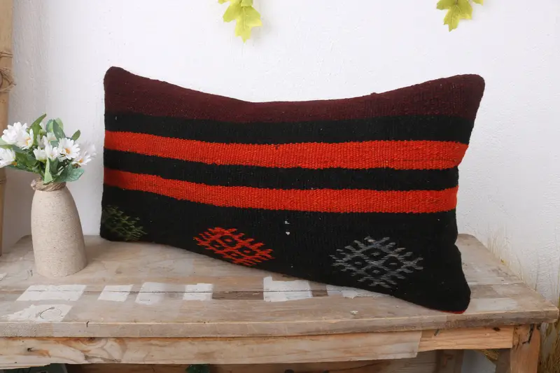 Luxury Pillow, 12x24 Orange Cushion Cover, Turkish Kilim Pillow, Kilim Pillow, Pillow Sham, Handmade Kilim Cushion, Indoor Cushion Cover - 4