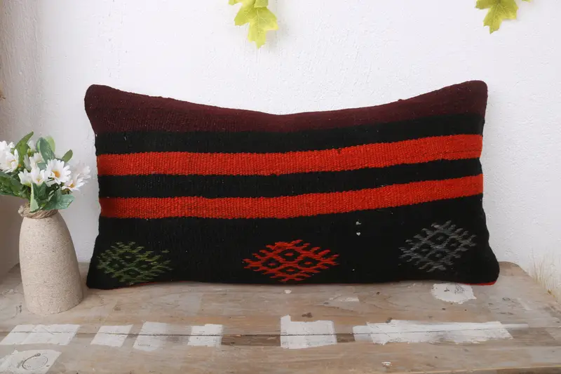 Luxury Pillow, 12x24 Orange Cushion Cover, Turkish Kilim Pillow, Kilim Pillow, Pillow Sham, Handmade Kilim Cushion, Indoor Cushion Cover - 2