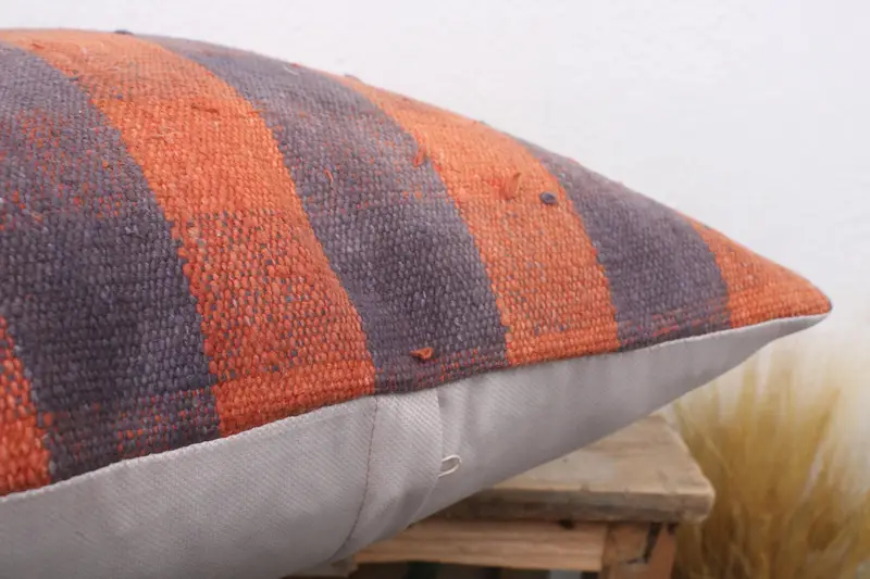 Turkish Pillow, 18x18 Orange Pillow Sham, Colorful Pillow Cover, Pillow Case, Kilim Pillow Cover, Sofa Bolster Pillow Sham, Boho Pillow - 6