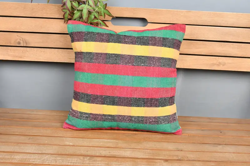 Living Room Throw Cushion Case, 18x18 Green Pillow Case, Pillow Cover, Square Throw Pillow Case, Kilim Cushion Sham, Kilim Pillow, Antique Pillows - 6