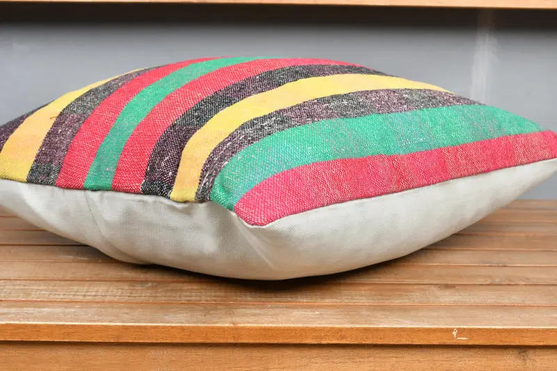Living Room Throw Cushion Case, 18x18 Green Pillow Case, Pillow Cover, Square Throw Pillow Case, Kilim Cushion Sham, Kilim Pillow, Antique Pillows - 4