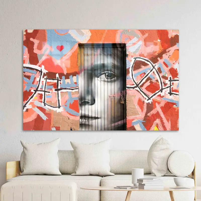 Contemporary Graffiti Street Art Printed Glass - Colorful Design