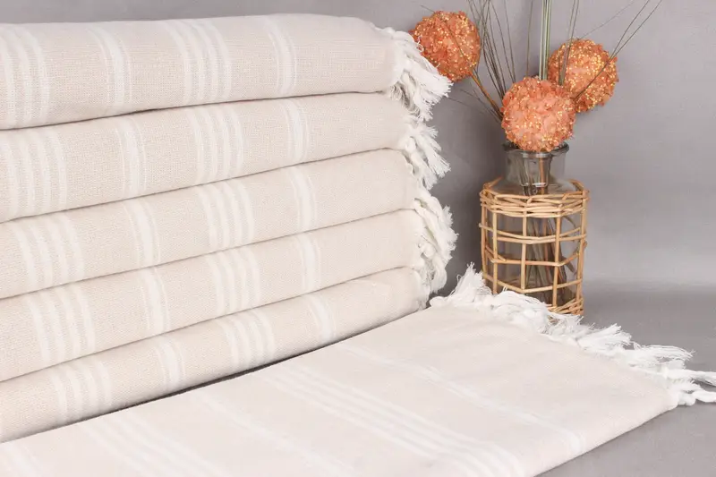 Turkish Beach Towel Personalized Powder Pink Stripes, Organic Cotton, 40x71 Inches