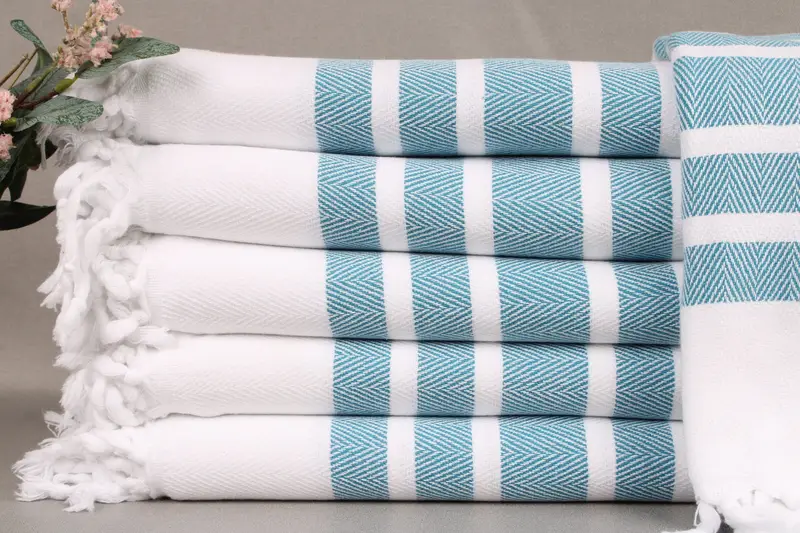 Turkish Towel Beach Personalized Wedding Gift, Petrol Blue, Chevron, 40x71 Inches