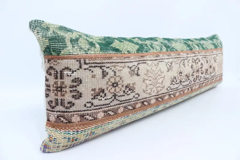 Yoga Pillow Case, Kilim Cushion Sham, Couch Cushion, Car Cushion, 16x48 Green Pillow Case, Pillow Case, Kilim Pillow, Antique Pillows - 3