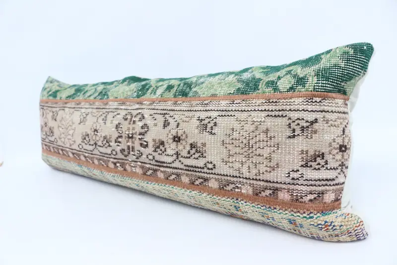 Yoga Pillow Case, Kilim Cushion Sham, Couch Cushion, Car Cushion, 16x48 Green Pillow Case, Pillow Case, Kilim Pillow, Antique Pillows - 4