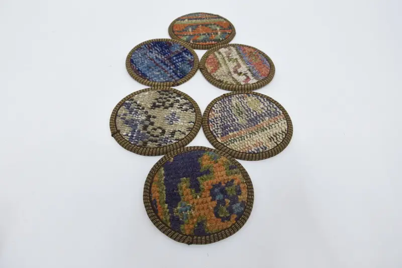 Bohemian Blue and Brown Round Coaster, Durable Bohemian Coaster