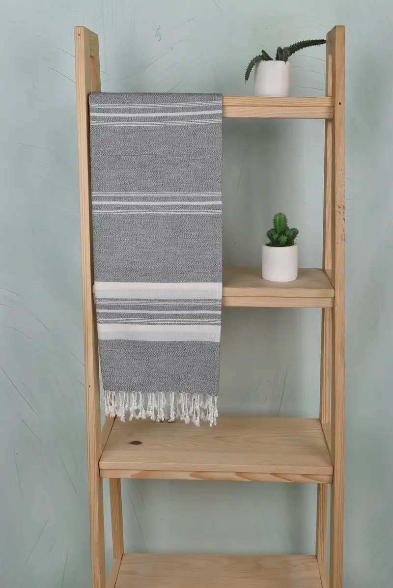 Embroidered Towel, Unique Wedding Gift, Bachelorette Party Gift, Sand-Resistant Peshtemal, Hammam towel, Memorial Gift, 60x38 Cotton Striped Towel - 8