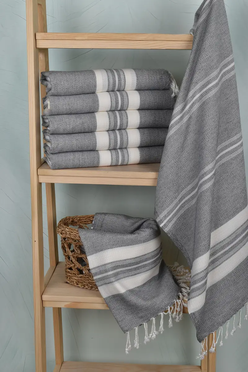 Embroidered Towel, Unique Wedding Gift, Bachelorette Party Gift, Sand-Resistant Peshtemal, Hammam towel, Memorial Gift, 60x38 Cotton Striped Towel - 3