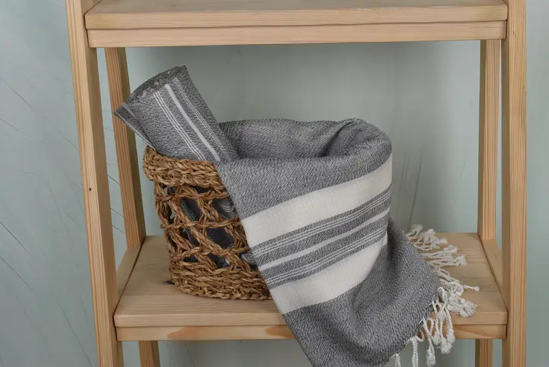 Embroidered Towel, Unique Wedding Gift, Bachelorette Party Gift, Sand-Resistant Peshtemal, Hammam towel, Memorial Gift, 60x38 Cotton Striped Towel - 4