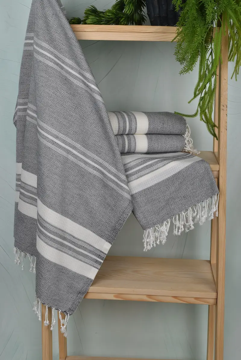 Embroidered Towel, Unique Wedding Gift, Bachelorette Party Gift, Sand-Resistant Peshtemal, Hammam towel, Memorial Gift, 60x38 Cotton Striped Towel - 6