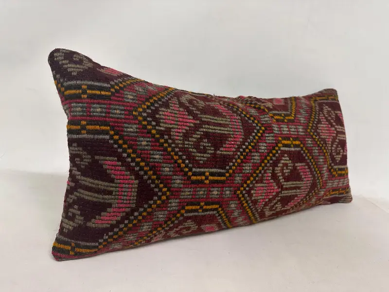 Kilim Pillow Cover, Accent Throw Cushion, Armchair Pillow Cover, Gift Pillow, Antique Pillows, 16x36 Red Pillow Case, Pillow - 3