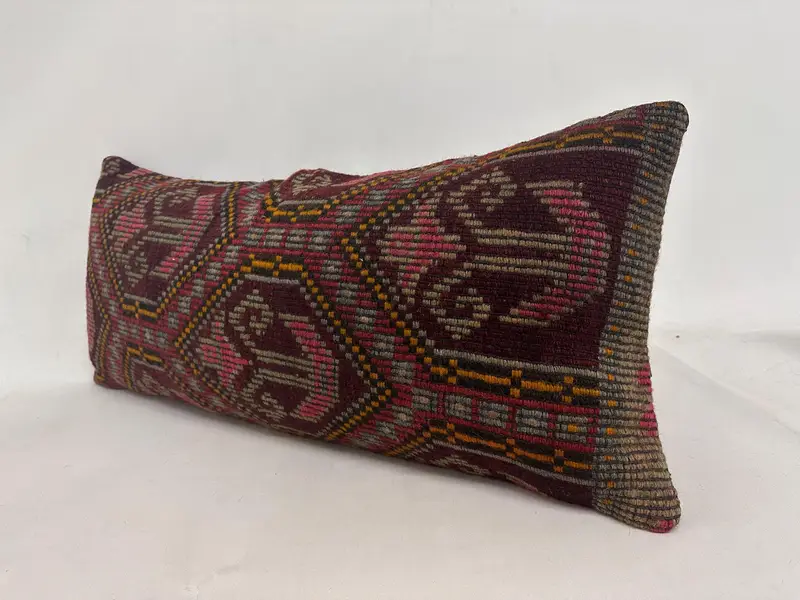 Kilim Pillow Cover, Accent Throw Cushion, Armchair Pillow Cover, Gift Pillow, Antique Pillows, 16x36 Red Pillow Case, Pillow - 4