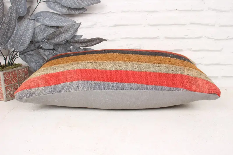 Kilim Pillow Cover, Boho Pillow Sham Cover, 12x24 Brown Cushion Cover, Pillow, Pillow for Sofa, Ethnic Pillow Cover Pillow Case - 5