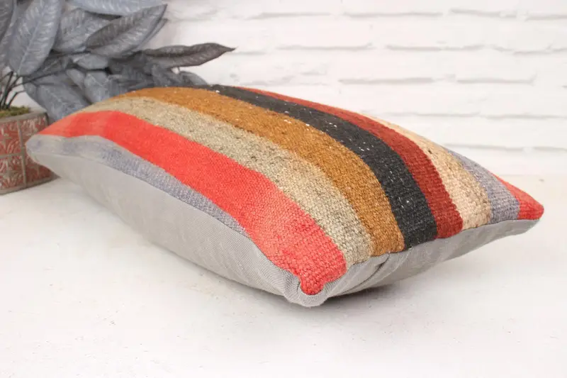 Kilim Pillow Cover, Boho Pillow Sham Cover, 12x24 Brown Cushion Cover, Pillow, Pillow for Sofa, Ethnic Pillow Cover Pillow Case - 6