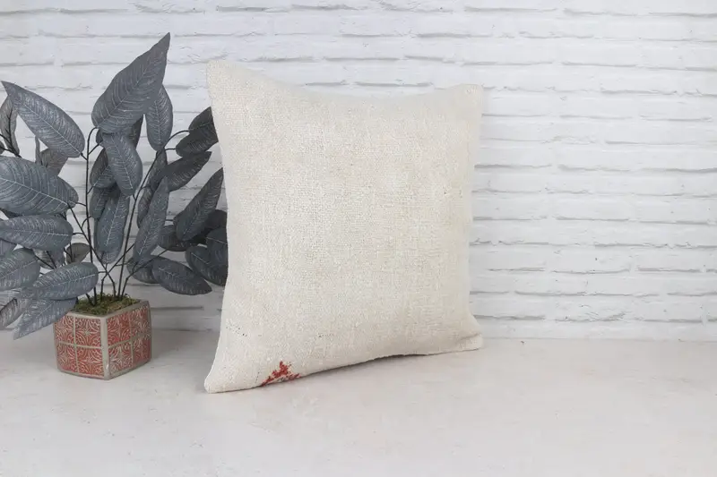 Ethnical Kilim Rug Pillow, Office Chair Cushion, Tribal Pillow, Antique Pillows, Cushion Cover, 22x22 White Cushion Cover, Turkish Kilim Pillow - 4