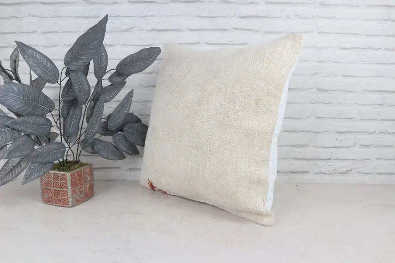 Ethnical Kilim Rug Pillow, Office Chair Cushion, Tribal Pillow, Antique Pillows, Cushion Cover, 22x22 White Cushion Cover, Turkish Kilim Pillow - 5