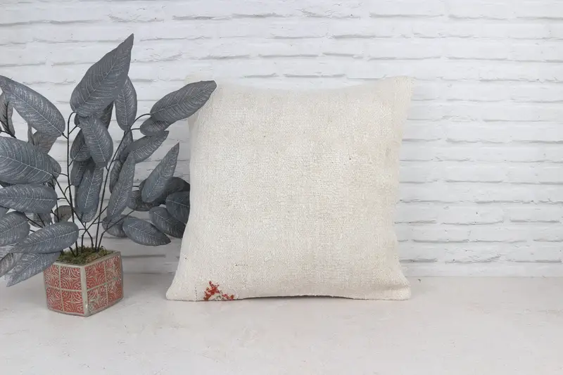 Ethnical Kilim Rug Pillow, Office Chair Cushion, Tribal Pillow, Antique Pillows, Cushion Cover, 22x22 White Cushion Cover, Turkish Kilim Pillow - 1