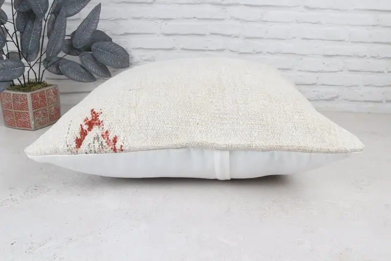 Ethnical Kilim Rug Pillow, Office Chair Cushion, Tribal Pillow, Antique Pillows, Cushion Cover, 22x22 White Cushion Cover, Turkish Kilim Pillow - 6
