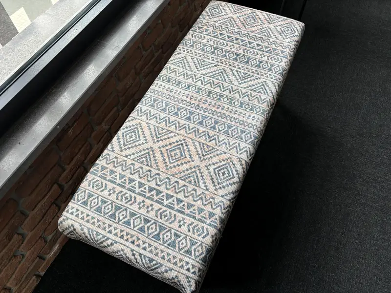 モジュール式ベージュ&ブラウンキリム風オットマン、ウールブレンドオットマン