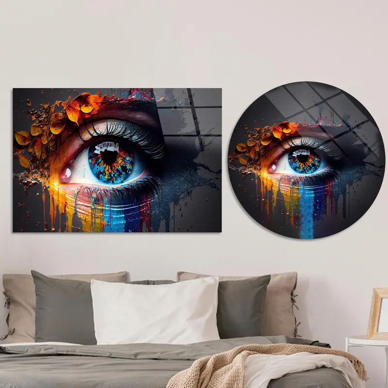 鮮やかな抽象的な目のキャンバス プリント: カラフルなウォール アート