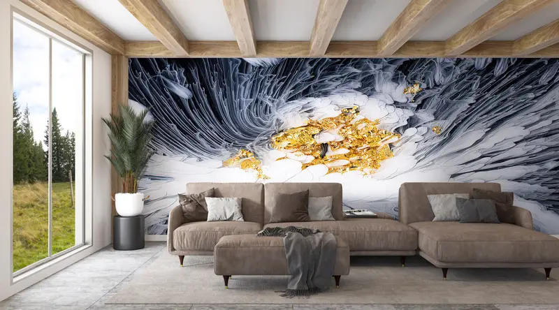 Abstract Gold And White Flower, Abstract Wall Decor, Abstract Smoking Wall Print, Smoking Wallpaper, Smoke Wall Painting, - 5