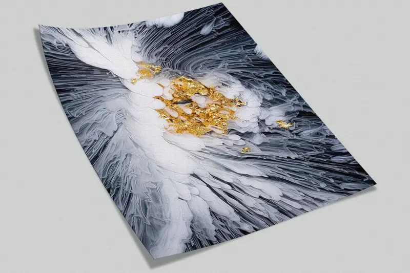 Abstract Gold And White Flower, Abstract Wall Decor, Abstract Smoking Wall Print, Smoking Wallpaper, Smoke Wall Painting, - 9