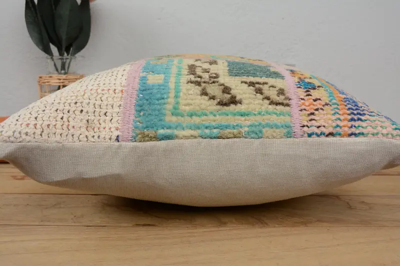 16x16 Orange Pillow Cover, Farmhouse Pillow Cover, Cushion, Boho Pillow Sham Cover, Turkish Pillow, Kilim Cushion Sham, Chair Cushion Case - 5